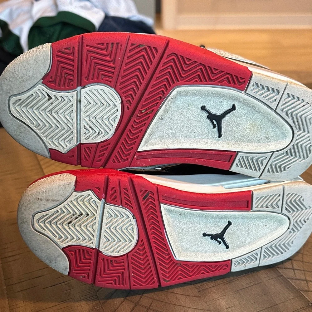 Jordan Kids White, Black & Red High-Top Sneakers with Graphic Upper